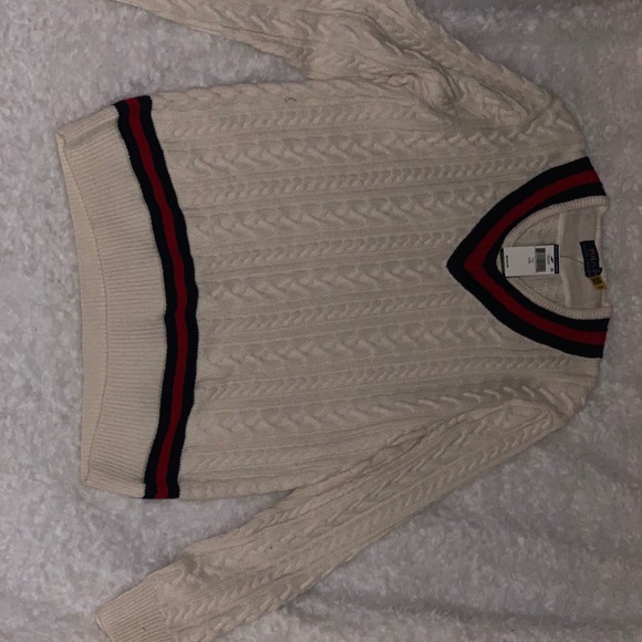 Polo Ralph Lauren Other - 🆕 Polo Ralph Lauren V-Neck Sweater Size Large Color: Off white/Red/Navy Blue